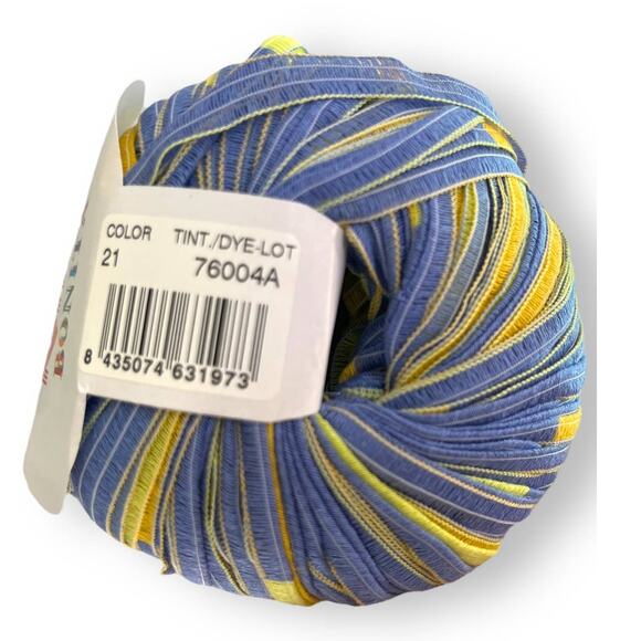 5 Skeins Katia BONITA Ribbon Yarn | Color #21 Blue, Green, Yellow - Picture 6 of 6